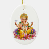 Lord Ganesh over Lotus Flower Keramisch Ornament (Achterkant)