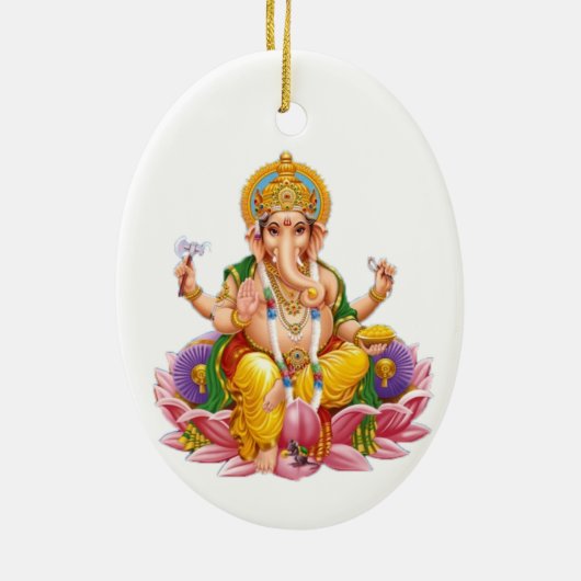 Lord Ganesh over Lotus Flower Keramisch Ornament (Achterkant)