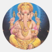 Lord Ganesh Ronde Sticker (Voorkant)