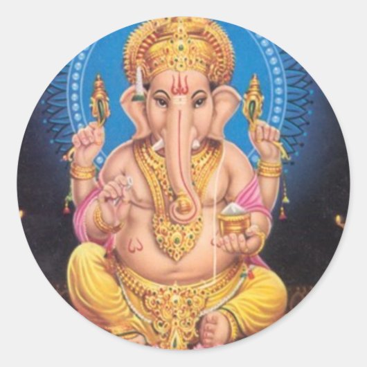 Lord Ganesh Ronde Sticker (Voorkant)