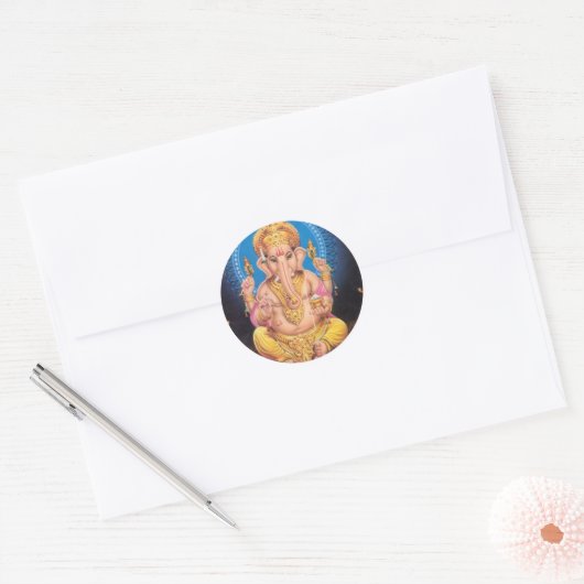 Lord Ganesh Ronde Sticker (Envelop)