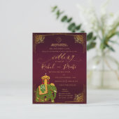 Lord Ganesh Rood Goud Indische bruiloft uitnodigin Briefkaart (Staand voorkant)
