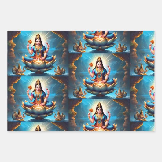 Lord Ganesh Wrapping Paper Flat Sheet Set van 3 (Voorkant 3)