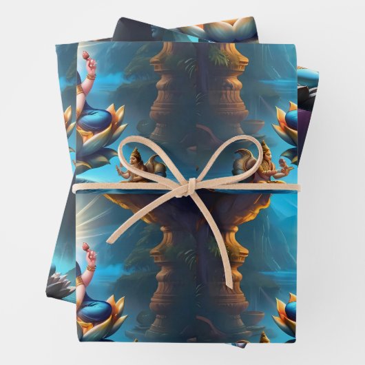 Lord Ganesh Wrapping Paper Flat Sheet Set van 3 (In situ)