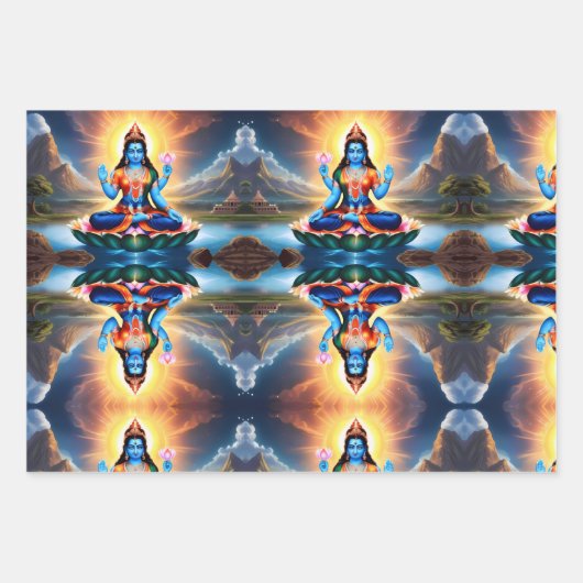 Lord Ganesh Wrapping Paper Flat Sheet Set van 3 (Voorkant 3)