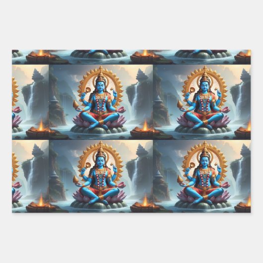 Lord Ganesh Wrapping Paper Flat Sheet Set van 3 (Voorkant)