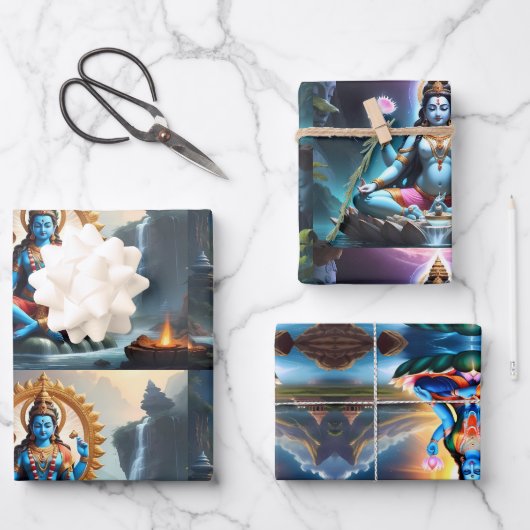 Lord Ganesh Wrapping Paper Flat Sheet Set van 3 (Voorkant)