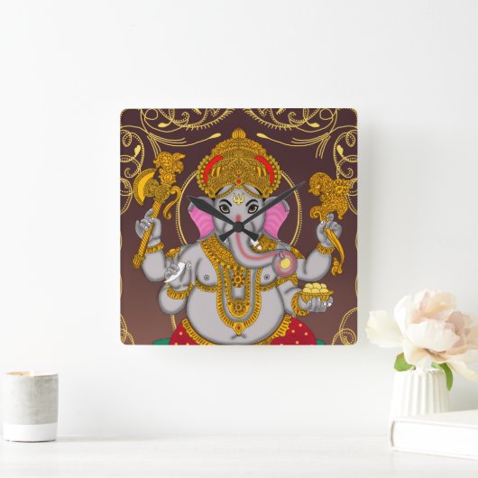 Lord Ganesha Clock Vierkante Klok (Huis)