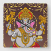 Lord Ganesha Clock Vierkante Klok (Voorkant)
