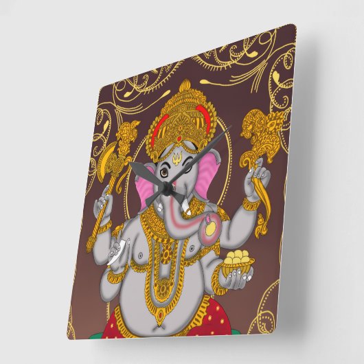 Lord Ganesha Clock Vierkante Klok (Hoek)