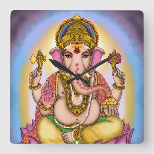 Lord Ganesha decoratieve wandklok (Voorkant)