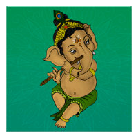 Lord Ganesha die Flute Poster speelt
