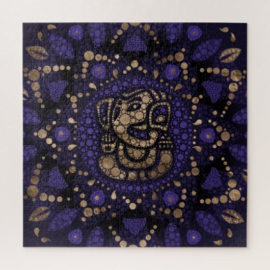 Lord Ganesha Dot Art Purples and Gold Legpuzzel (Verticaal)