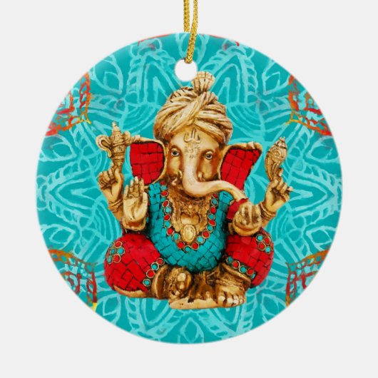 Lord Ganesha - Gemengde media Keramisch Ornament (Voorkant)