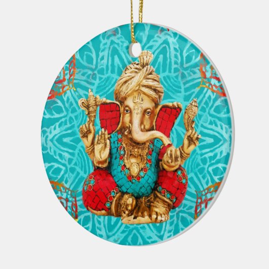 Lord Ganesha - Gemengde media Keramisch Ornament (Links)
