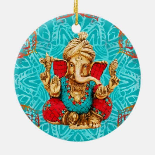 Lord Ganesha - Gemengde media Keramisch Ornament (Achterkant)