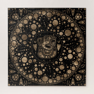 Lord Ganesha Gold en Black Dot Art Legpuzzel