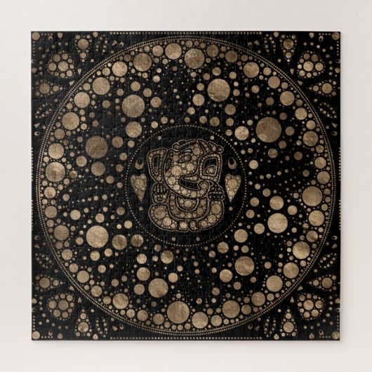 Lord Ganesha Gold en Black Dot Art Legpuzzel (Verticaal)