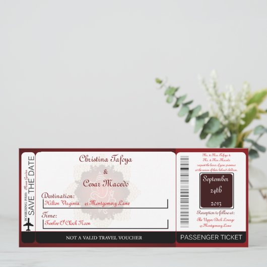 Lord Ganesha/Hind Boarding Pass Wedding Invitation Kaart (Staand voorkant)