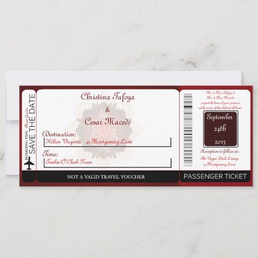 Lord Ganesha/Hind Boarding Pass Wedding Invitation Kaart (Voorkant)