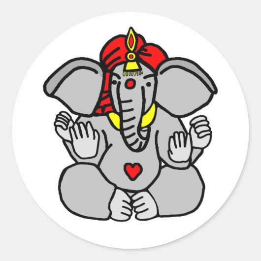 Lord Ganesha Hindu God Ronde Sticker (Voorkant)