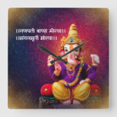 Lord Ganesha Idol Ganpati Mantra Vierkante Klok (Voorkant)