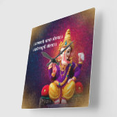 Lord Ganesha Idol Ganpati Mantra Vierkante Klok (Hoek)