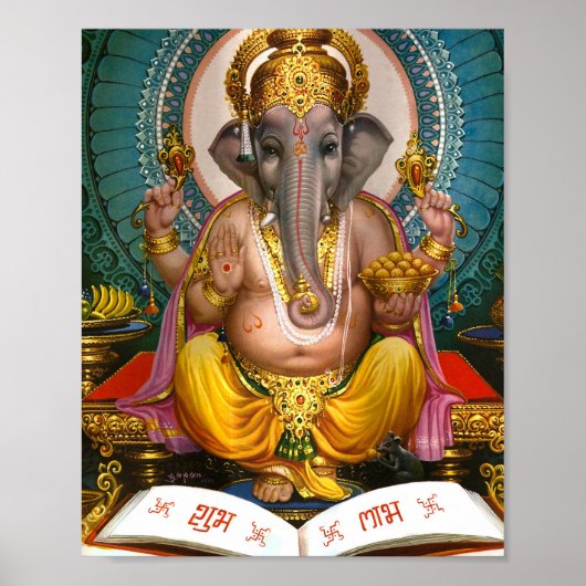 Lord Ganesha Indian Hindu Yoga Spiritueel Poster (Voorkant)