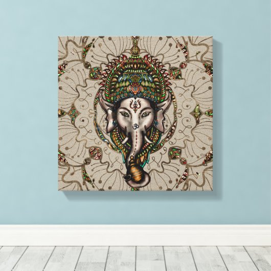 Lord Ganesha - Kleur op Canvas (Insitu (Houten vloer))
