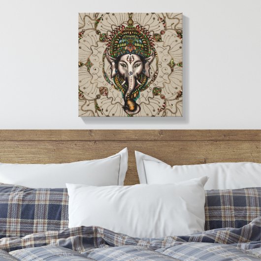 Lord Ganesha - Kleur op Canvas (Insitu (Slaapkamer))