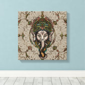 Lord Ganesha - Kleur op Canvas Afdruk (Insitu (Houten vloer))