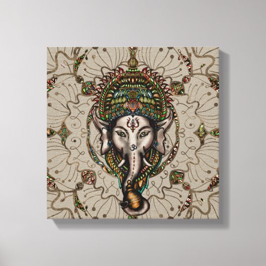 Lord Ganesha - Kleur op Canvas Afdruk (Voorkant)