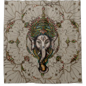 Lord Ganesha - Kleur op Canvas Douchegordijn (Voorkant)