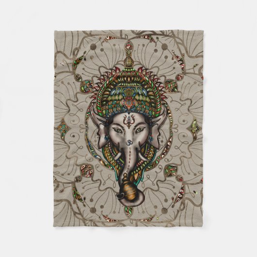 Lord Ganesha - Kleur op Canvas Fleece Deken (Voorkant)