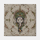 Lord Ganesha - Kleur op Canvas Magneet (Voorkant)