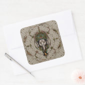 Lord Ganesha - Kleur op Canvas Vierkante Sticker (Envelop)
