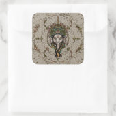 Lord Ganesha - Kleur op Canvas Vierkante Sticker (Tas)