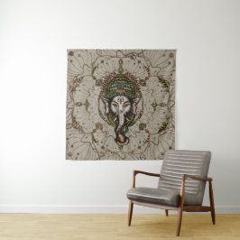 Lord Ganesha - Kleur op Canvas Wandkleed