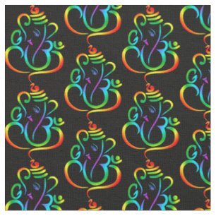 Lord Ganesha, kleurrijk op aangepaste kleurenachte Stof