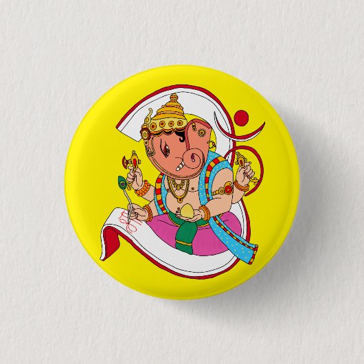 Lord Ganesha-knop Ronde Button 3,2 Cm (Voorkant)