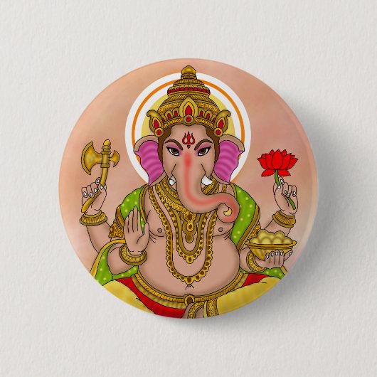 Lord Ganesha-knop Ronde Button 5,7 Cm (Voorkant)