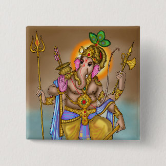 Lord Ganesha-knop Vierkante Button 5,1 Cm