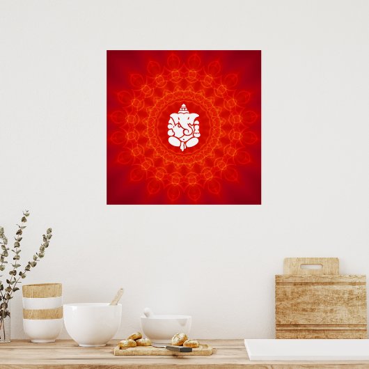Lord Ganesha over Mandala Poster (Keuken)