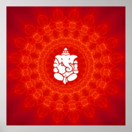 Lord Ganesha over Mandala Poster