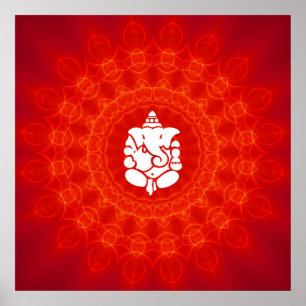 Lord Ganesha over Mandala Poster