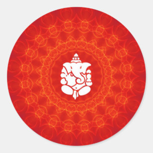Lord Ganesha over Mandala Ronde Sticker