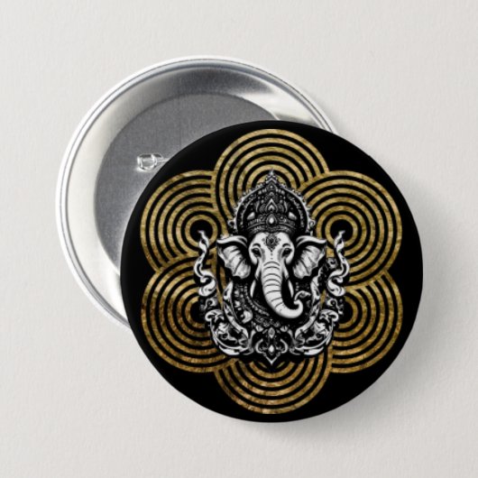 Lord Ganesha Ronde Button 7,6 Cm (Voorkant /achterkant)