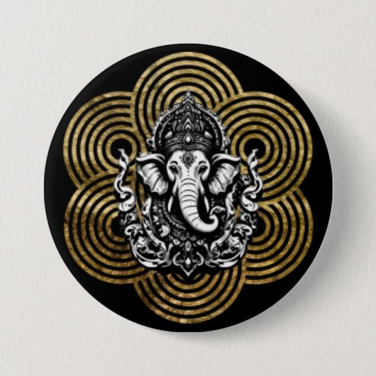 Lord Ganesha Ronde Button 7,6 Cm (Voorkant)