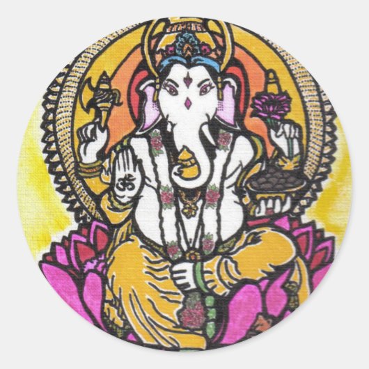 Lord Ganesha Ronde Sticker (Voorkant)