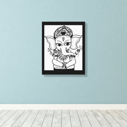 LORD GANESHA SCHILDERIJ ACRYL PRINT (Insitu (Houten vloer))